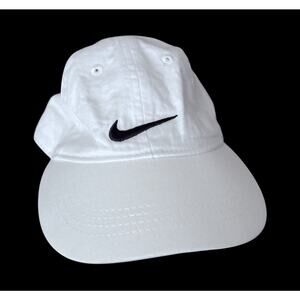 Nike Youth White Adjustable Baseball Cap Hat Swoosh Logo Boys Girls 4-7